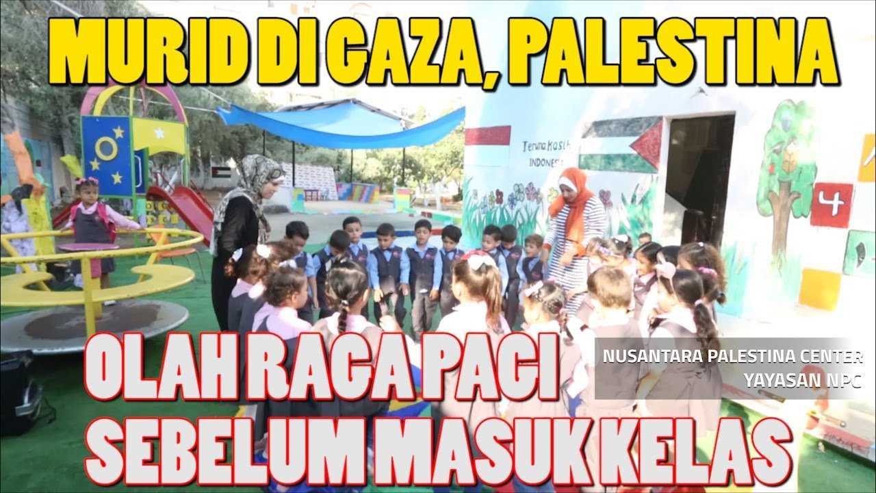 Sebelum Masuk Kelas, Para Siswa TK Nurani Indonesia di Palestina Diajak Olahraga Pagi