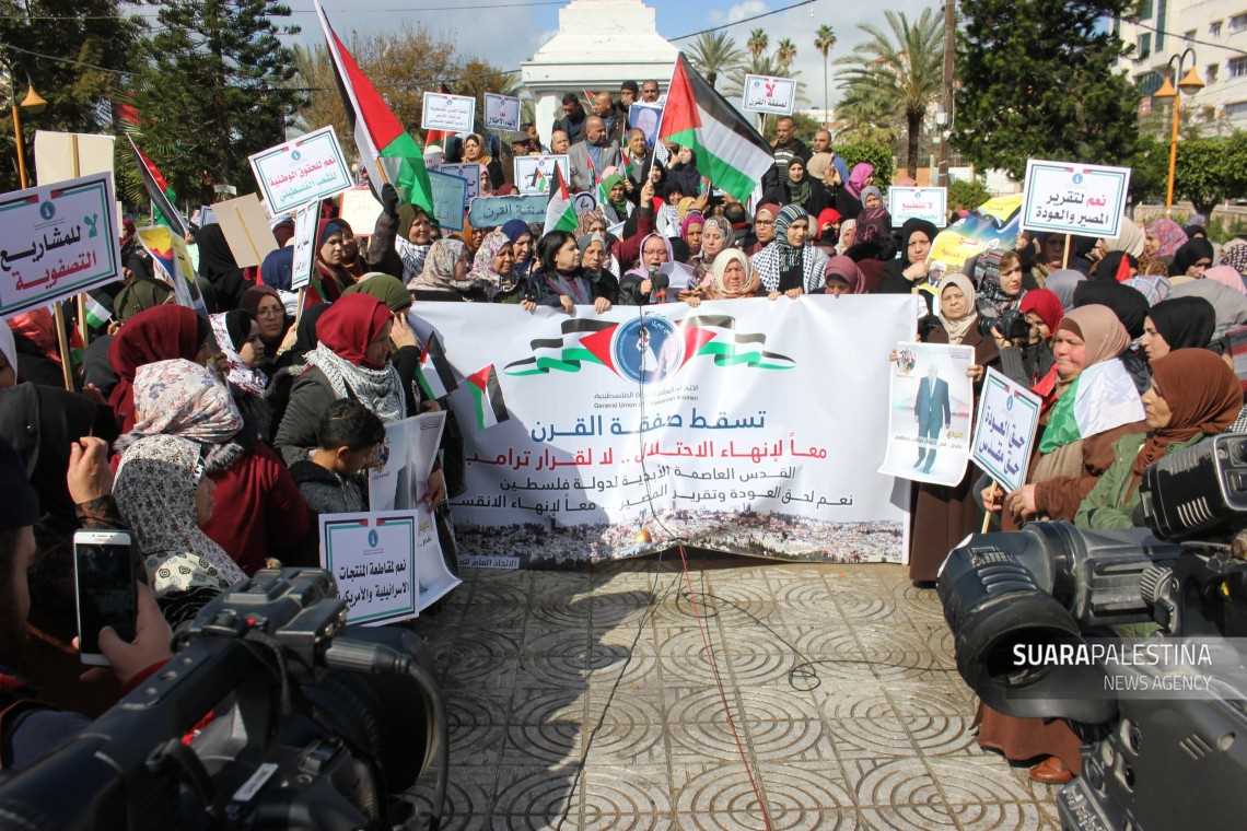 Persatuan Wanita Palestina di Gaza adakan unjuk rasa menentang Deal of The Century