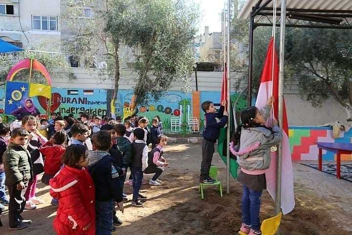 Dirgahayu RI ke-75, Bendera Merah Putih Berkibar di Langit Palestina
