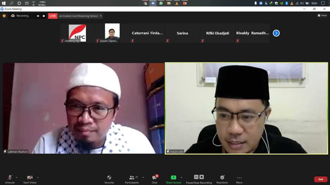 NPC Rutin Gelar Kajian Seputar Baitul Maqdis, Ustaz Lukmanul Hakim Bahas Hadis Tentang Perpindahan Kiblat