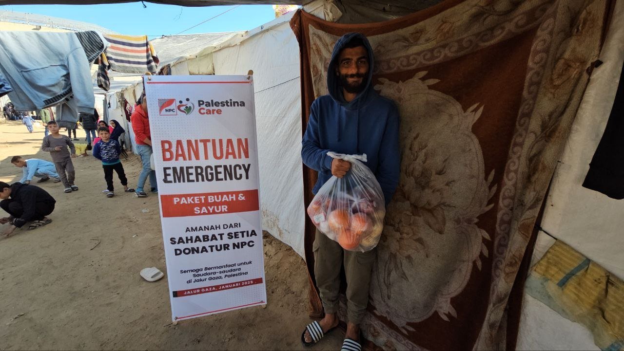 NPC Salurkan 500 Paket Sayur dan Buah untuk Anak Yatim di Gaza Selatan