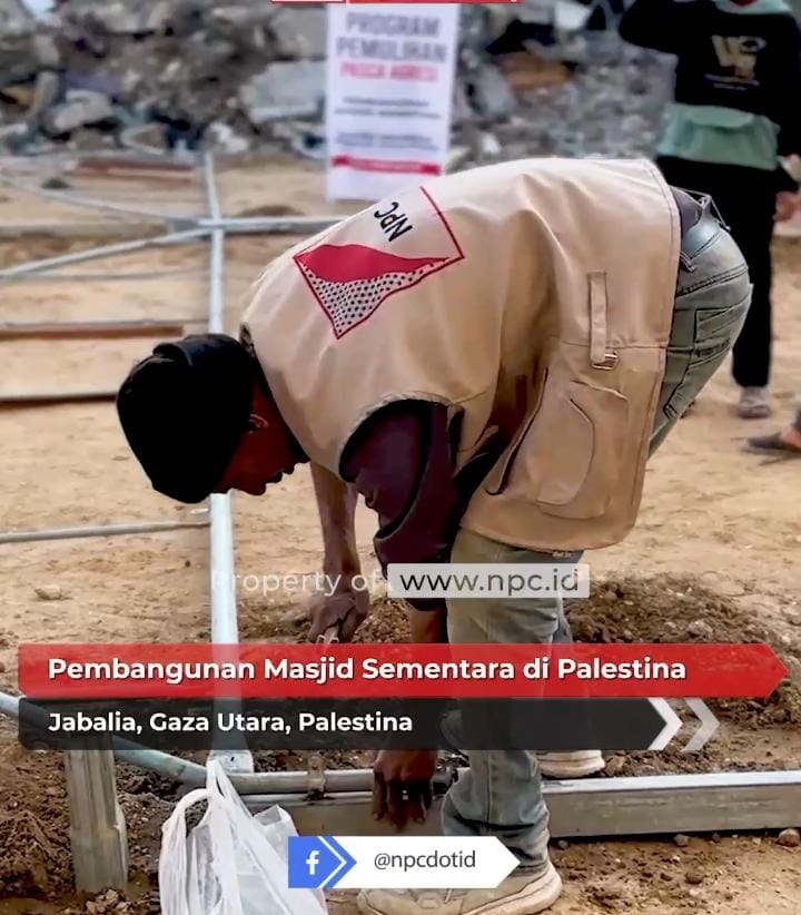 Masjid Sementara Dibangun di Gaza Menyambut Ramadan, NPC Serukan Bantuan untuk Korban Perang