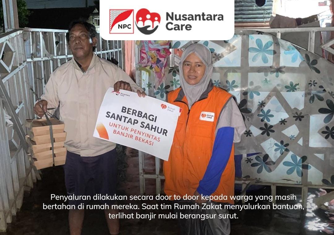 Melalui Rumah Zakat, NPC Salurkan 700 Paket Sahur untuk Warga Terdampak Banjir di Bekasi
