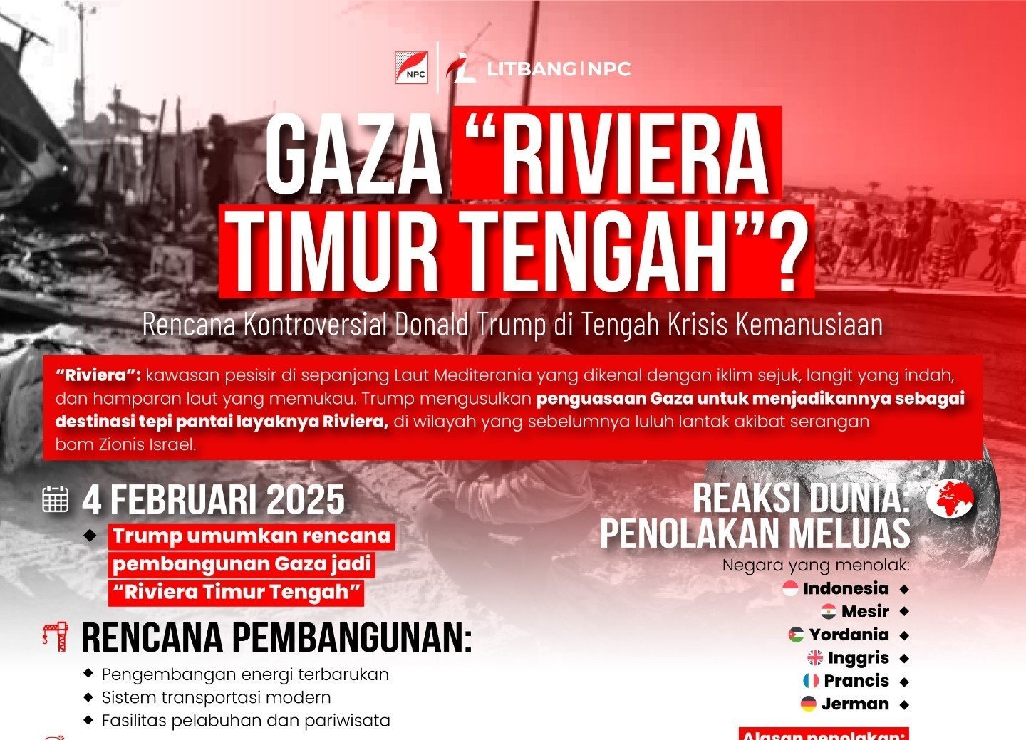 Infografis: Rencana Kontroversial “Riviera Timur Tengah” Trump di Gaza – Mei 2025