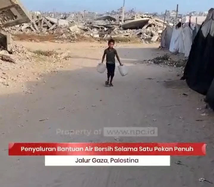 Sepekan Penuh, LAZNAS NPC Salurkan 175.000 Liter Air Bersih untuk Warga Gaza