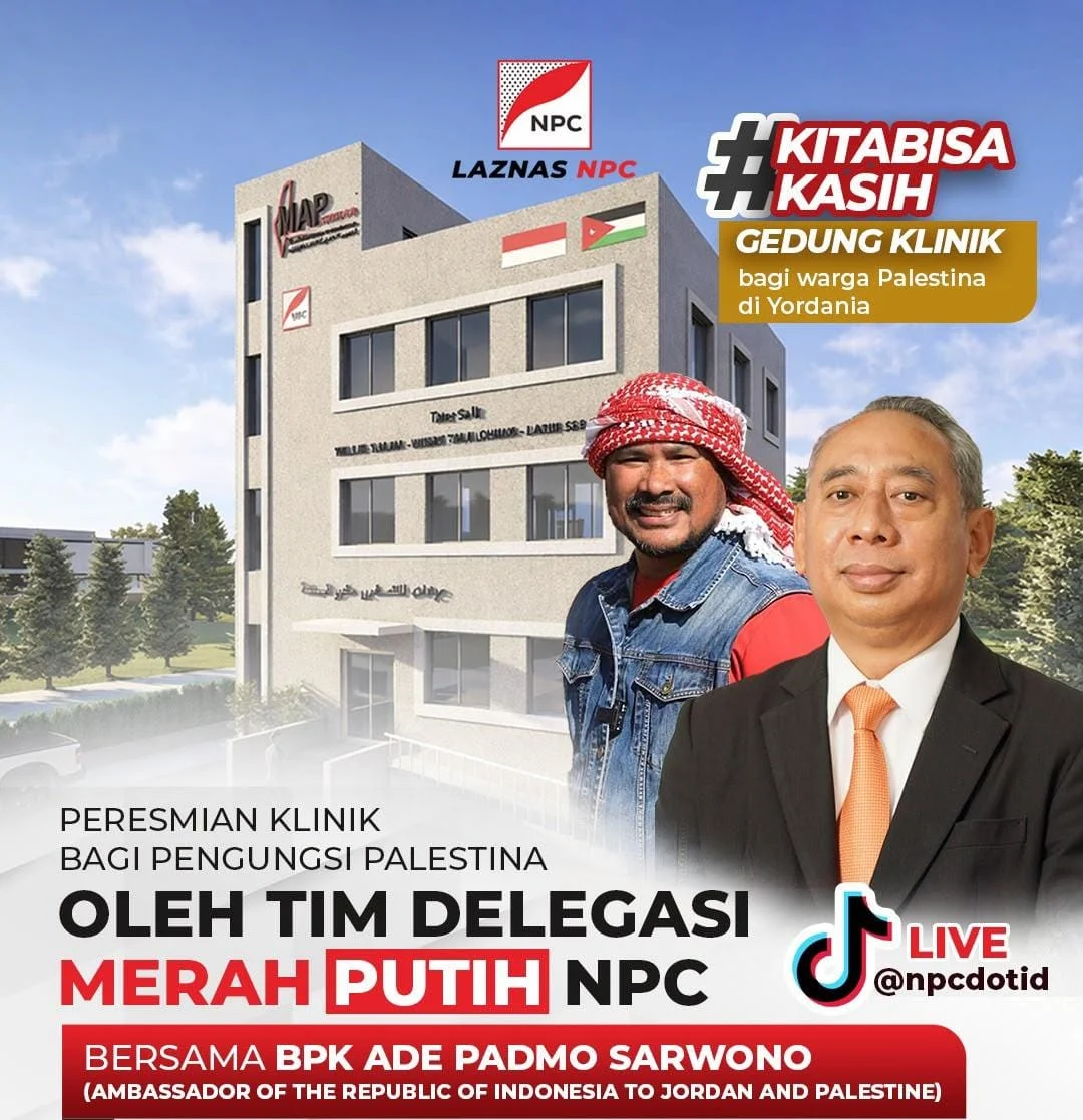 Hari Ini, LAZNAS NPC Bersiap Resmikan Klinik Kesehatan untuk Pengungsi Palestina di Yordania